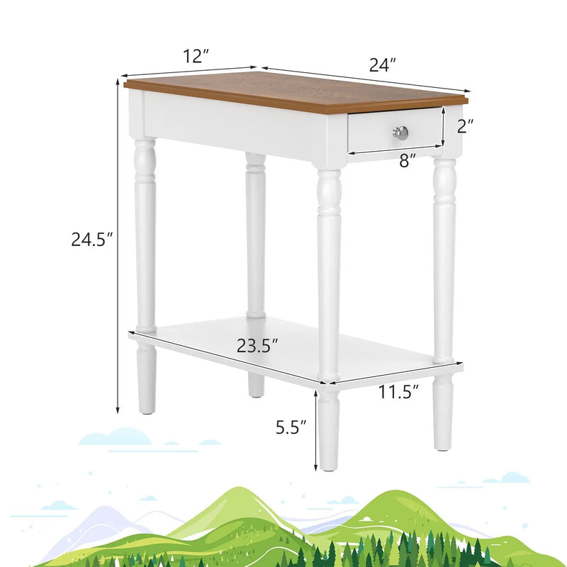 Narrow Side Table with Drawer and Open Storage Shelf by DirectDeals
