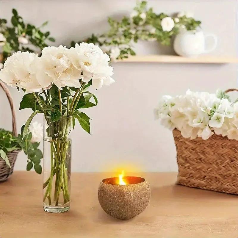 Natural Coconut Shell Candle - Tropical Beach Scented Soy Wax Candle in Coconut Bowl Holder, 3.94"x2.76" Long-Lasting 4-8 Hour Burn Time, Hawaiian Luau Party Decor, Christmas Gift & Home Ambiance, Indoor Use, Rustic Farmhouse by House Of Avana