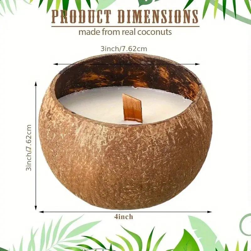 Natural Coconut Shell Candle - Tropical Beach Scented Soy Wax Candle in Coconut Bowl Holder, 3.94"x2.76" Long-Lasting 4-8 Hour Burn Time, Hawaiian Luau Party Decor, Christmas Gift & Home Ambiance, Indoor Use, Rustic Farmhouse by House Of Avana