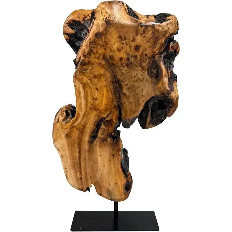 Natural Live Edge Wood Sculpture on Stand for Rustic Home Decor by House Of Avana