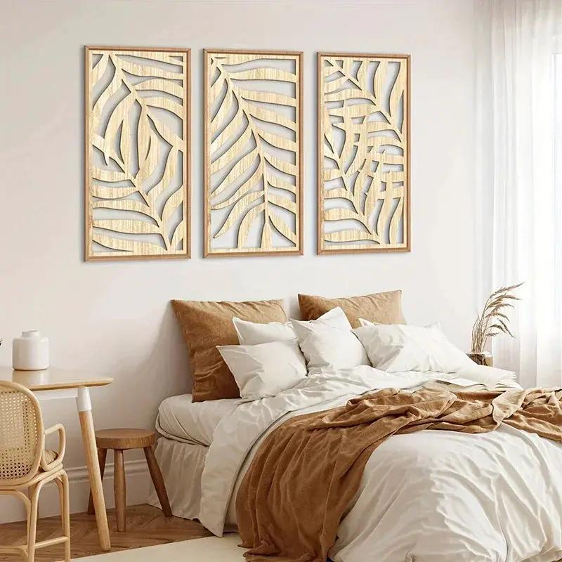Natural Leaves Veneer Large Wood Art by House Of Avana