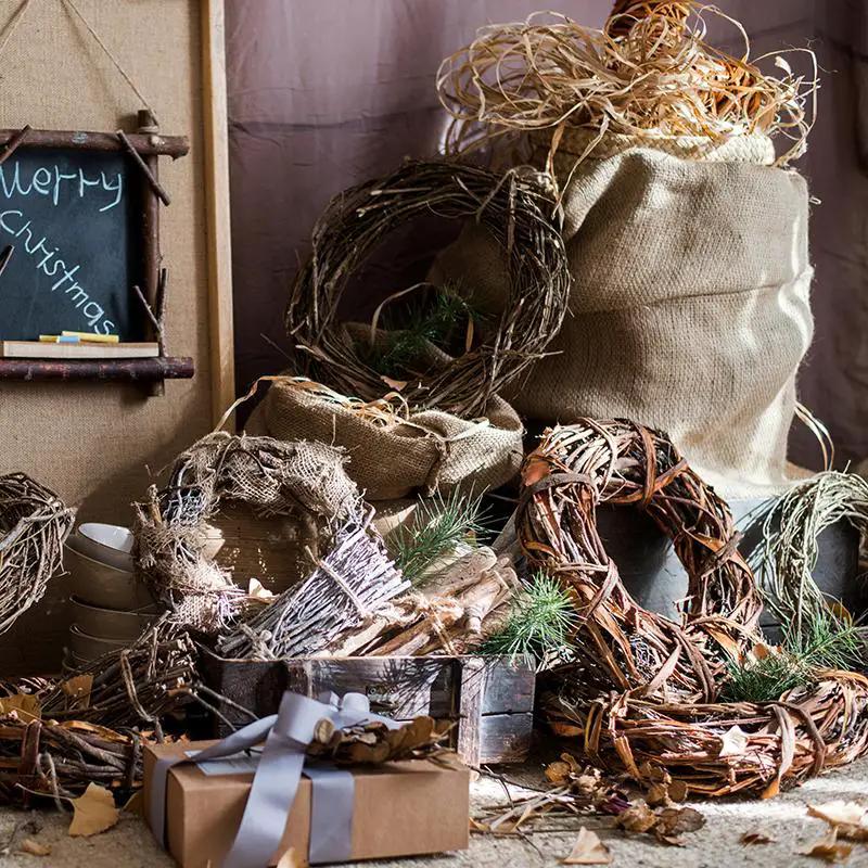 Fall Natural Rattan and Willow Wreath Christmas by RusticReach