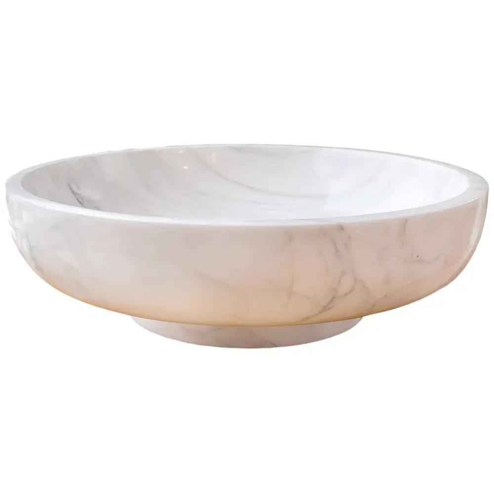 Calacatta White Marble Hand-Carved Vessel Sink - Polished 19x6 by GobekDesign