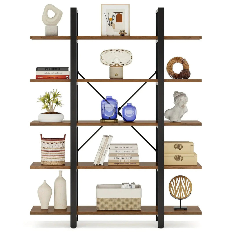 Natural Wood Multi-Compartment Bookshelf with Storage Design by House Of Avana