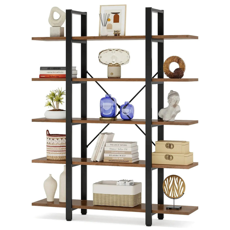 Natural Wood Multi-Compartment Bookshelf with Storage Design by House Of Avana