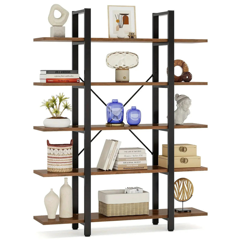 Natural Wood Multi-Compartment Bookshelf with Storage Design by House Of Avana