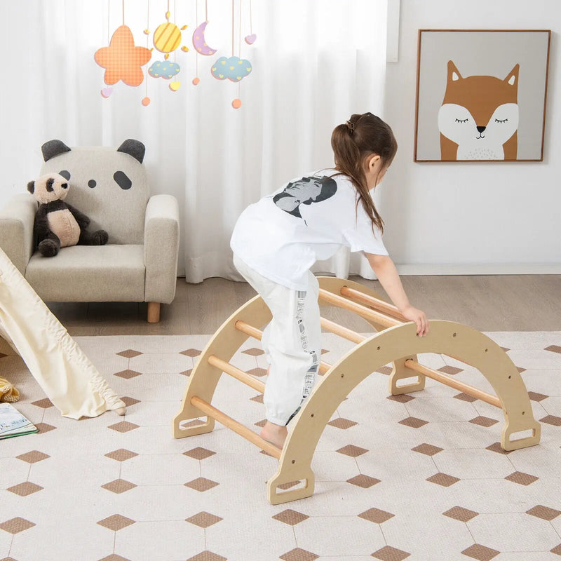 2-in-1 Arch Rocker with Soft Cushion for Toddlers-Natural by DirectDeals