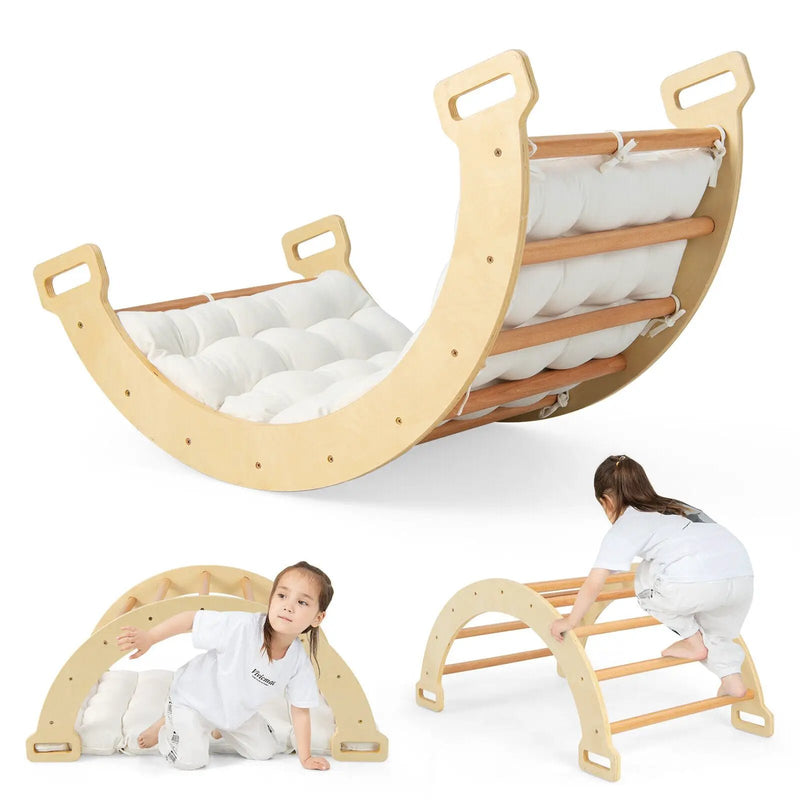 2-in-1 Arch Rocker with Soft Cushion for Toddlers-Natural by DirectDeals