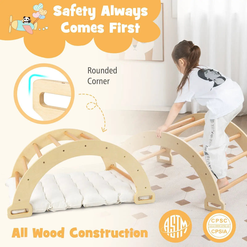 2-in-1 Arch Rocker with Soft Cushion for Toddlers-Natural by DirectDeals