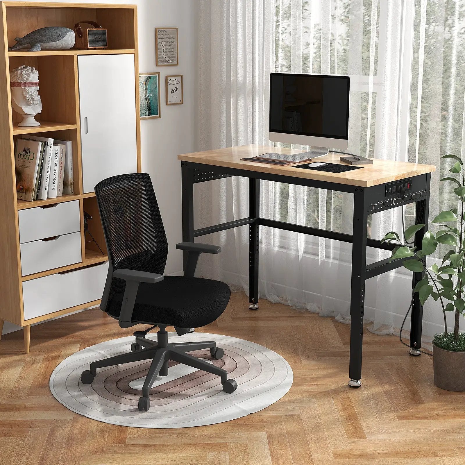48 Inch Adjustable Work Bench with Power Outlets-Natural by DirectDeals