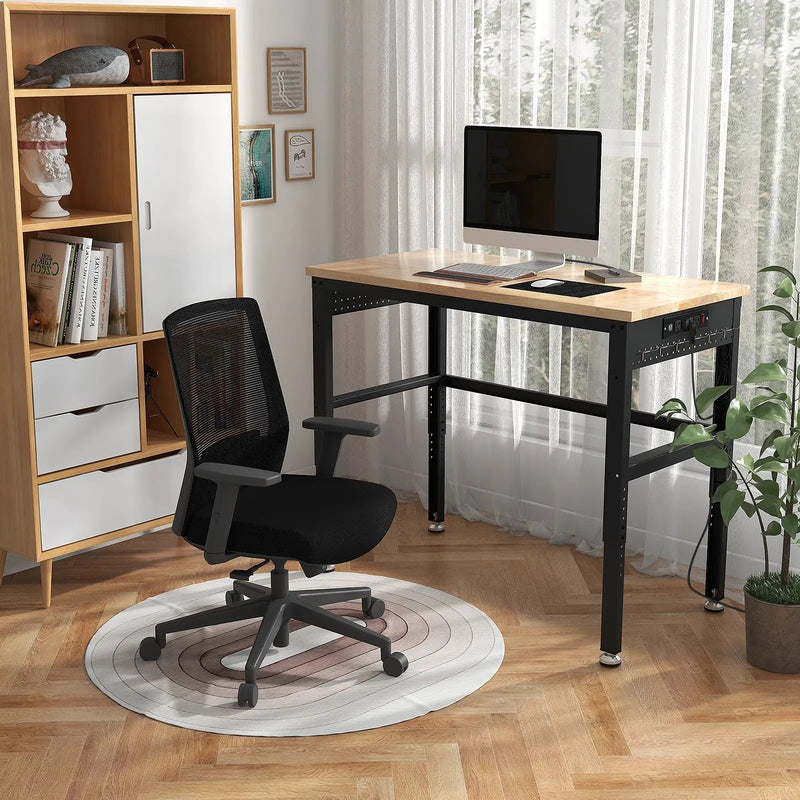 48 Inch Adjustable Work Bench with Power Outlets-Natural by DirectDeals