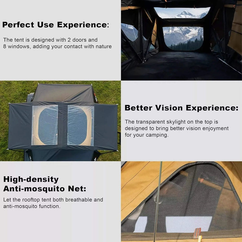 Naturnest Andromeda Khaki Soft-Shell Rooftop Tent With Large Panoramic Skylight & YKK Doors (SAK72384) by SAKSBY WHOLESALE