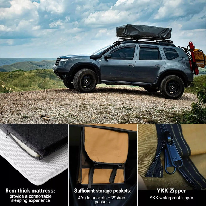 Naturnest Andromeda Khaki Soft-Shell Rooftop Tent With Large Panoramic Skylight & YKK Doors (SAK72384) by SAKSBY WHOLESALE