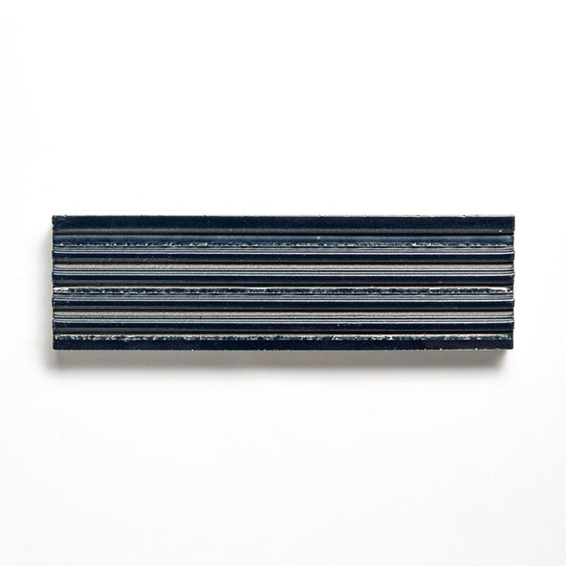 Navy Leather Fluted Glazed Terracotta Tiles 2 1/4x7 9/16 Glazed Terracotta Leather 2x8 Tiles