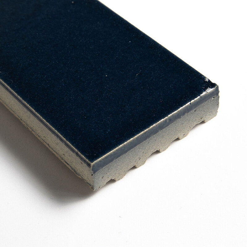 Navy Leather Subway Glazed Terracotta Tiles 2 1/4x7 9/16 Thin Brick Leather 2x8 Tiles — 2