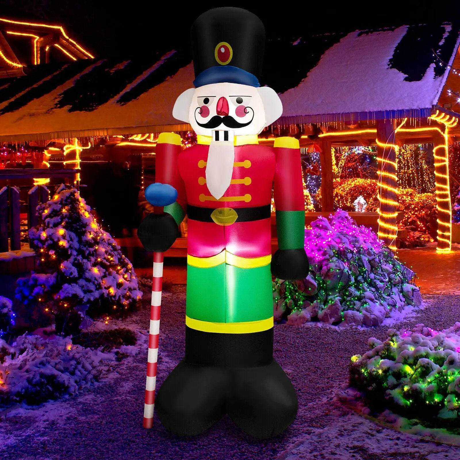 8 Feet Inflatable Nutcracker Soldier with 2 Built-in LED Lights by DirectDeals