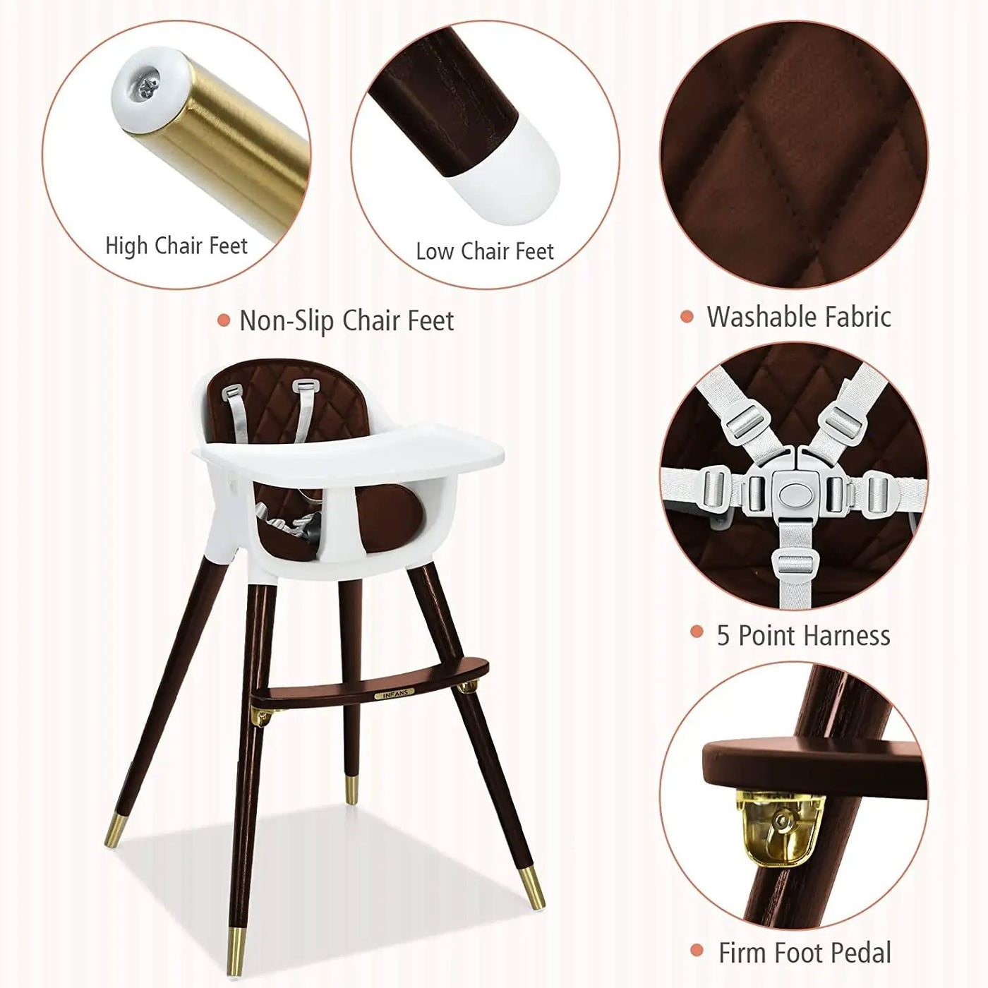 3-In-1 Adjustable Baby High Chair with Soft Seat Cushion for Toddlers by DirectDeals
