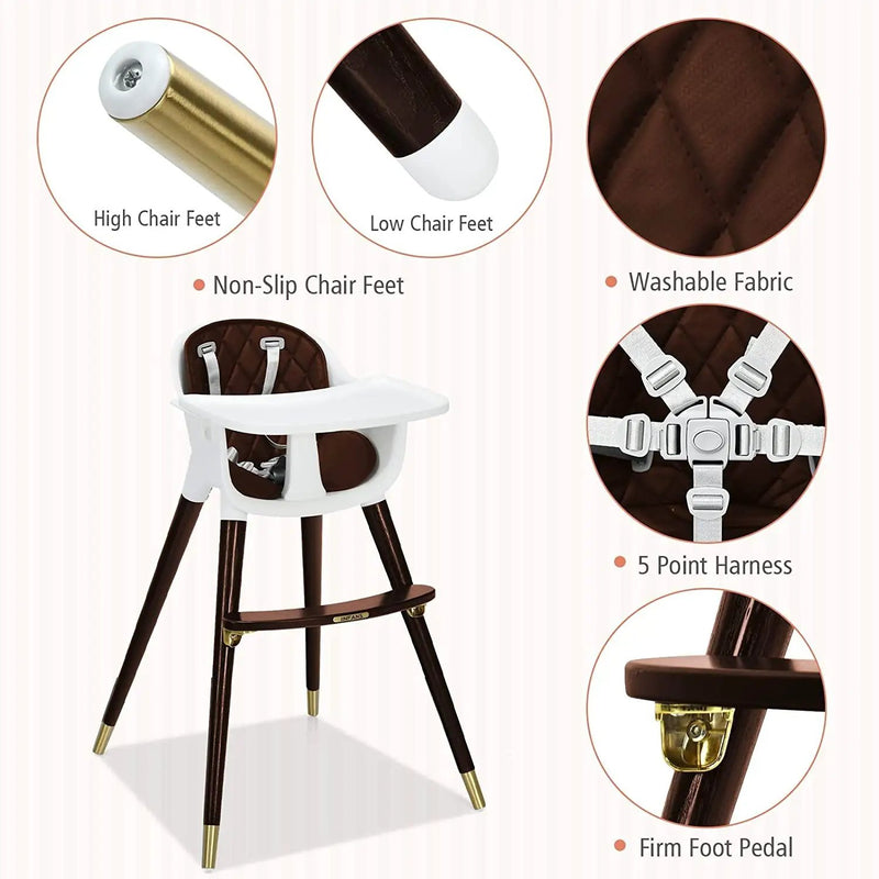 3-In-1 Adjustable Baby High Chair with Soft Seat Cushion for Toddlers by DirectDeals