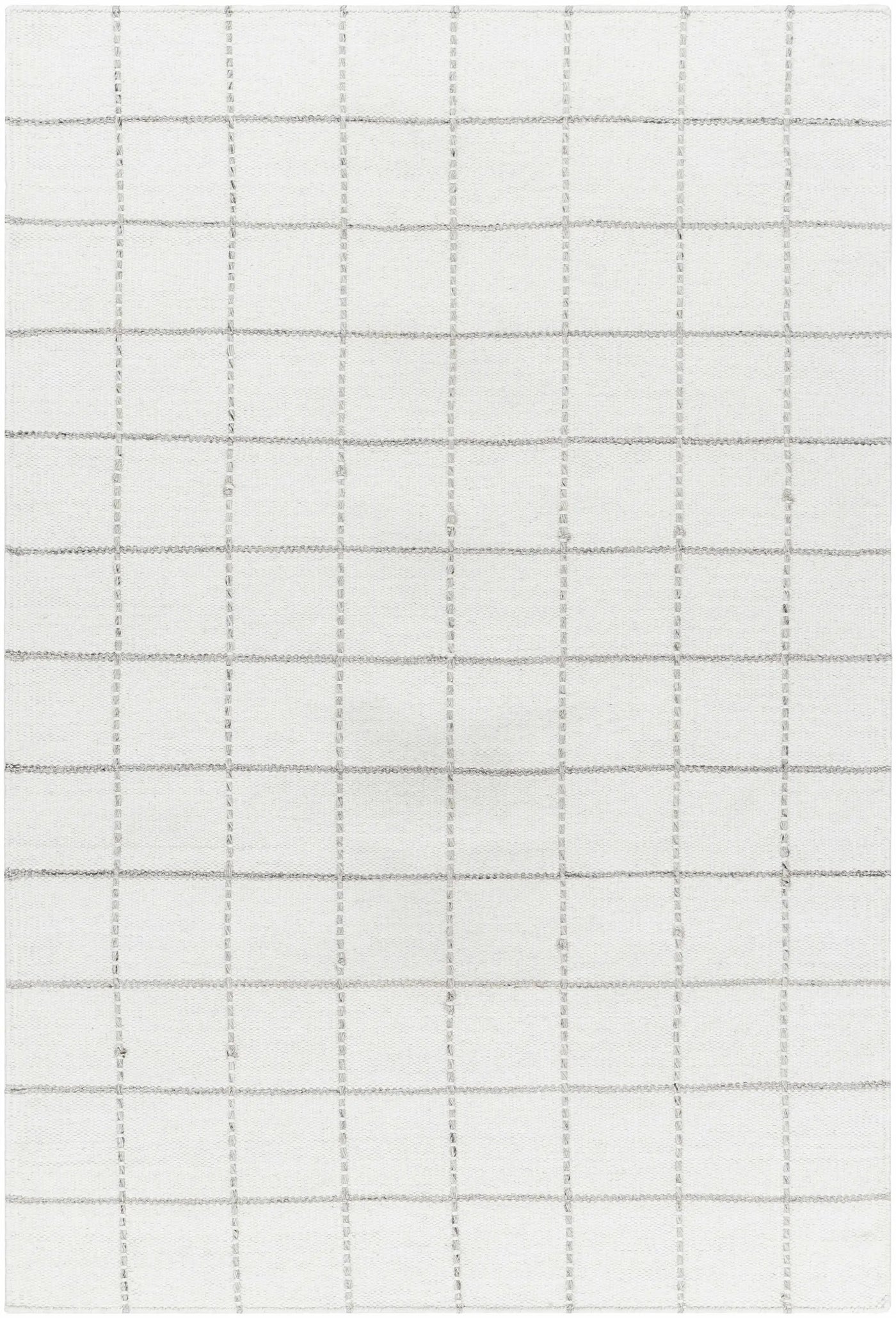 Nissa White Gray Checkered Wool Rug by Boutique Rugs