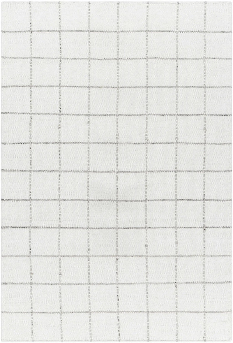 Nissa White Gray Checkered Wool Rug by Boutique Rugs