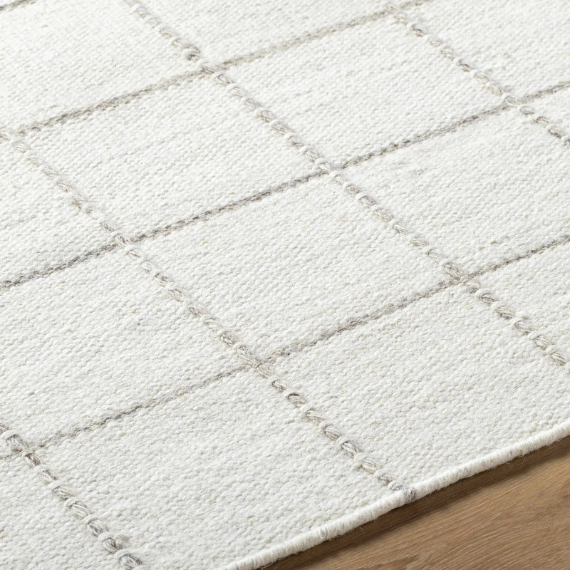 Nissa White Gray Checkered Wool Rug by Boutique Rugs
