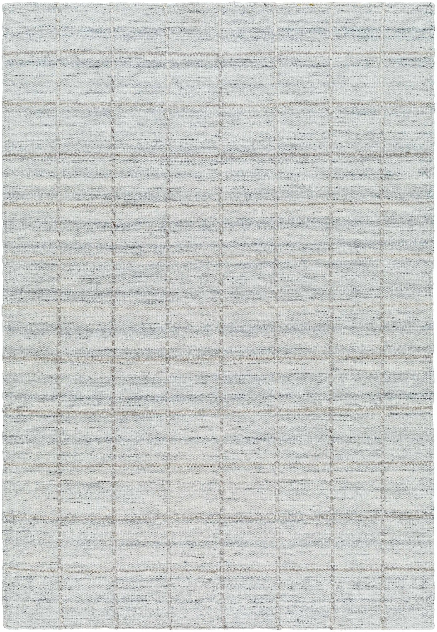 Nissa Light Gray Checkered Wool Rug by Boutique Rugs