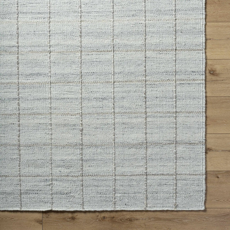 Nissa Light Gray Checkered Wool Rug by Boutique Rugs