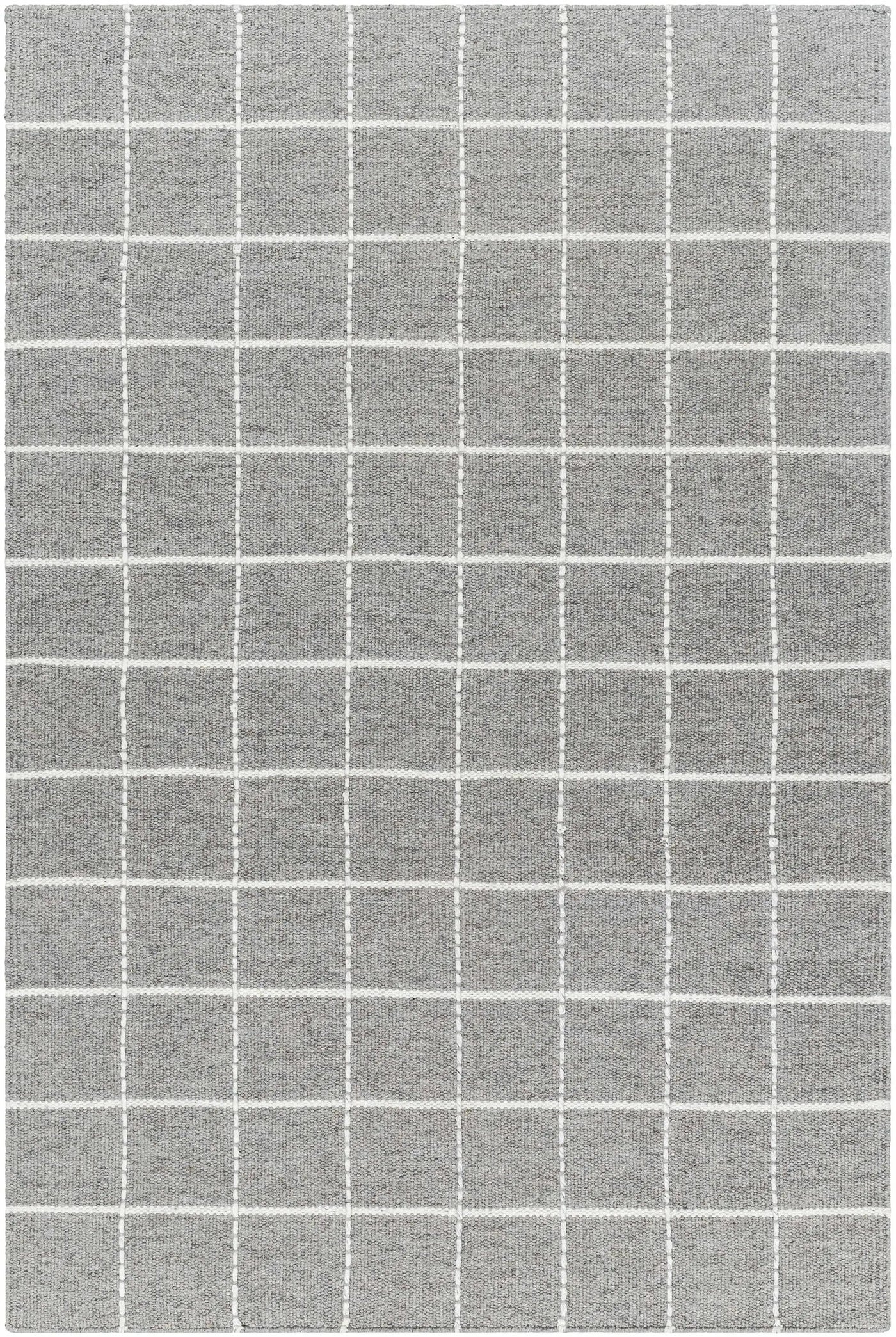 Nissa Gray Checkered Wool Rug by Boutique Rugs