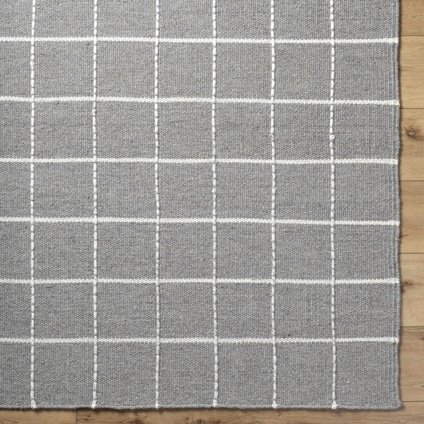 Nissa Gray Checkered Wool Rug by Boutique Rugs