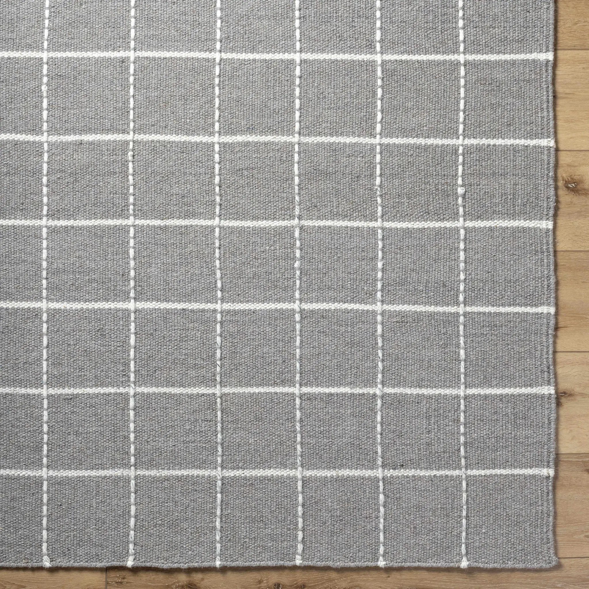 Nissa Gray Checkered Wool Rug by Boutique Rugs