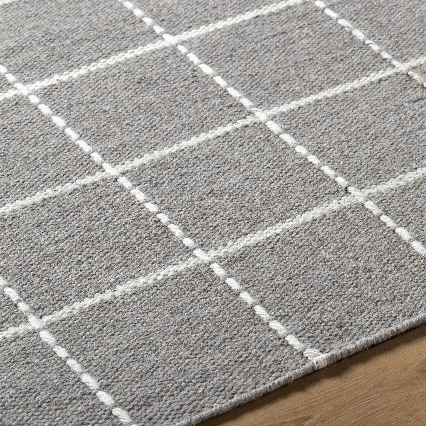 Nissa Gray Checkered Wool Rug by Boutique Rugs