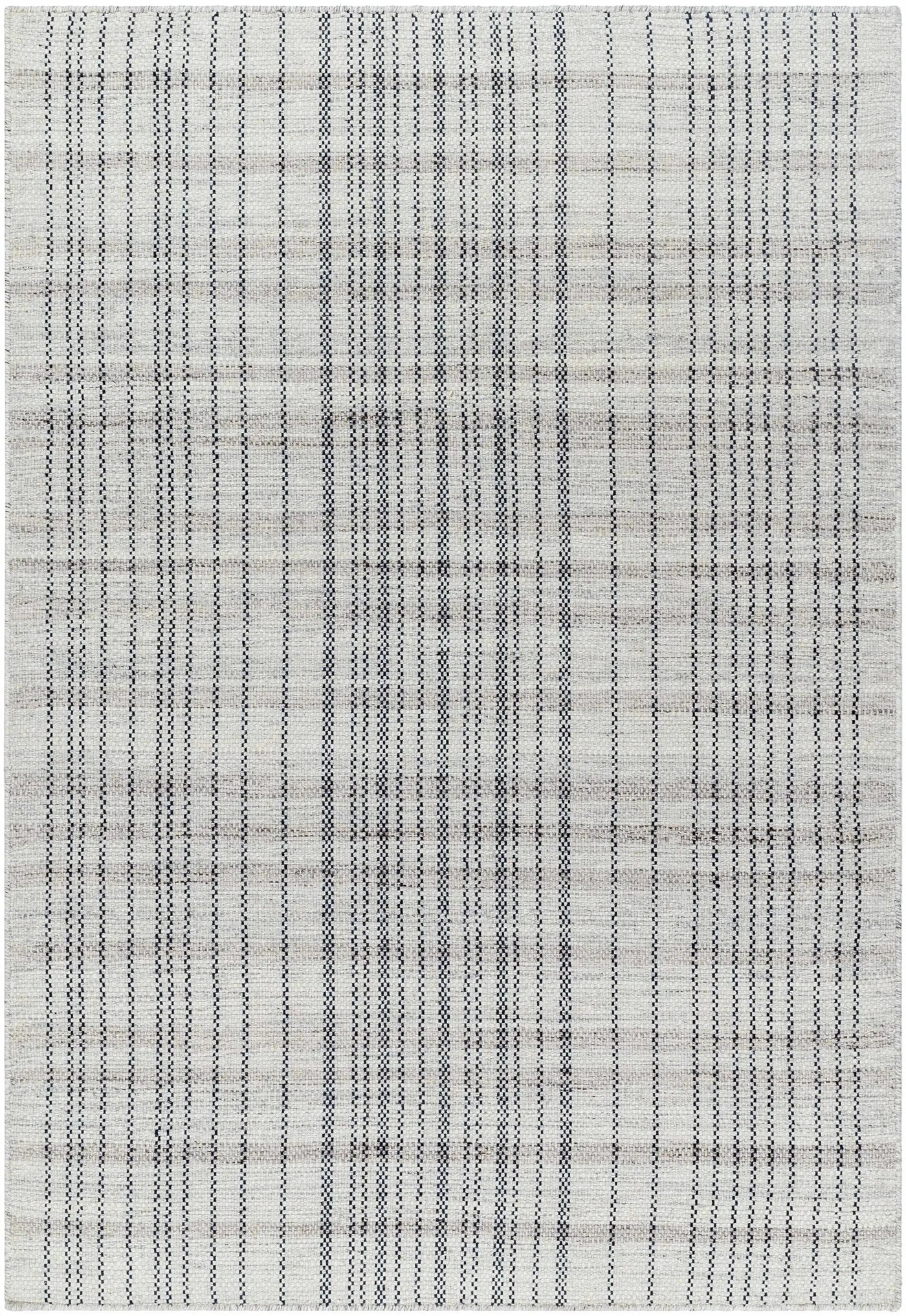 Nissa Gray Blue Checkered Wool Rug - Clearance by Boutique Rugs