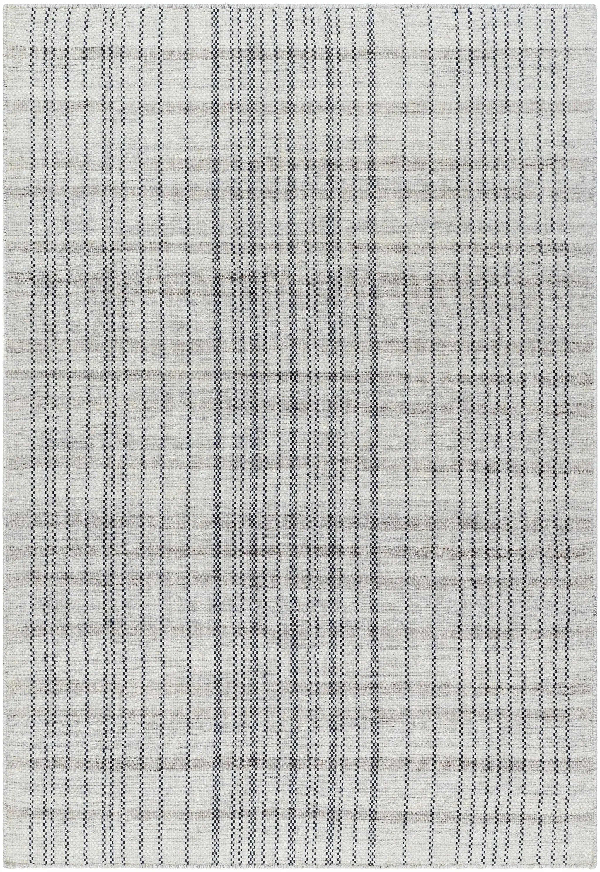 Nissa Gray Blue Checkered Wool Rug - Clearance by Boutique Rugs