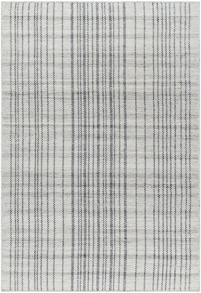 Nissa Gray Blue Checkered Wool Rug - Clearance by Boutique Rugs