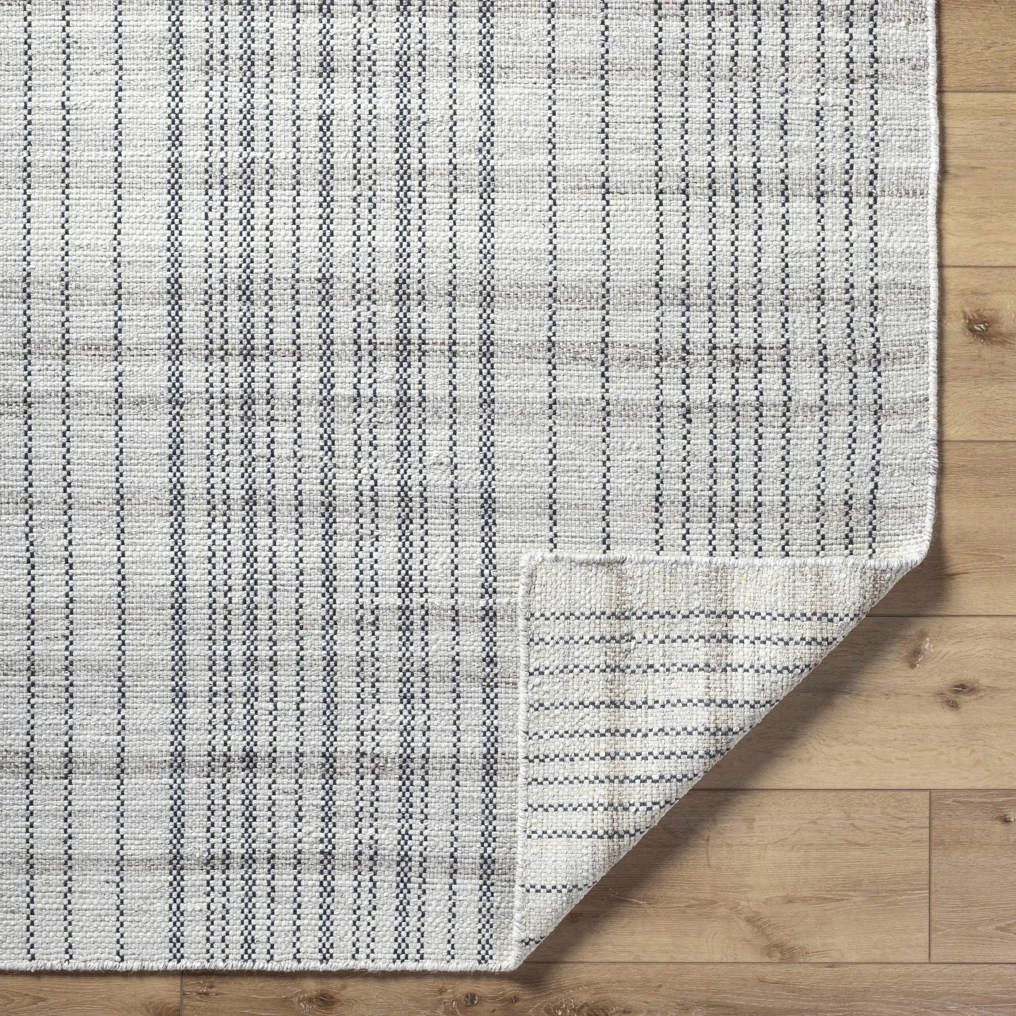 Nissa Gray Blue Checkered Wool Rug - Clearance by Boutique Rugs