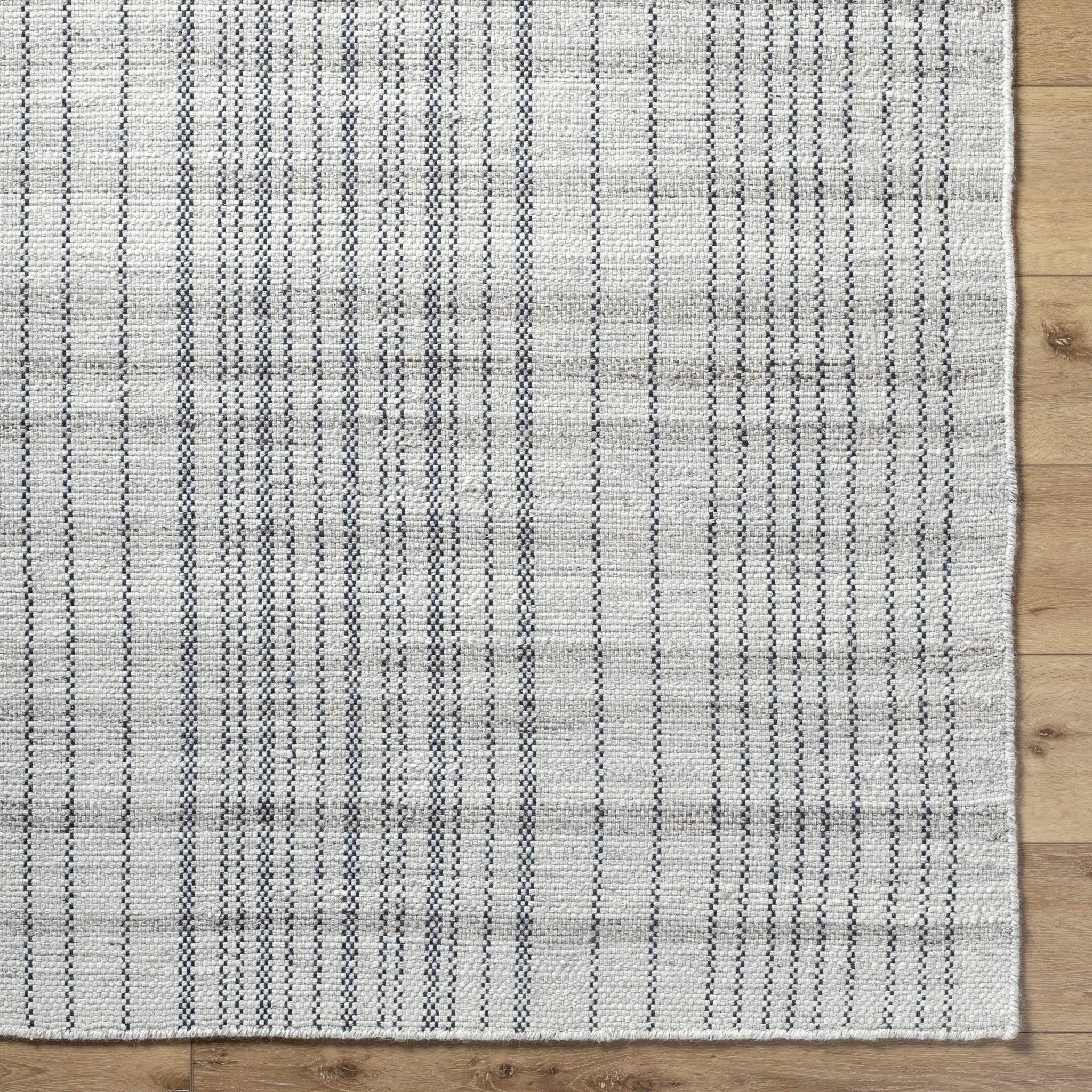 Nissa Gray Blue Checkered Wool Rug - Clearance by Boutique Rugs