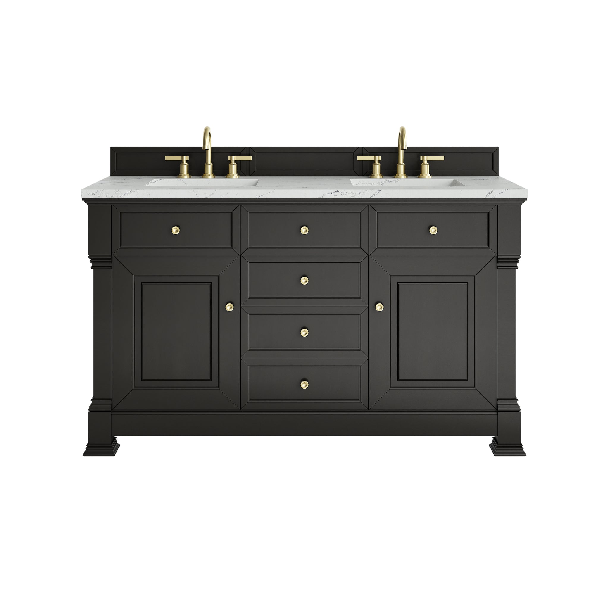James Martin Brookfield 60" Double Bathroom Vanity, Black Onyx with Ethereal Noctis countertop