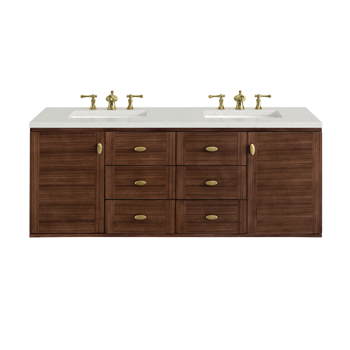 James Martin Amberly 60" Dual Mount Double Bathroom Vanity, Mid-Century Walnut, view 33