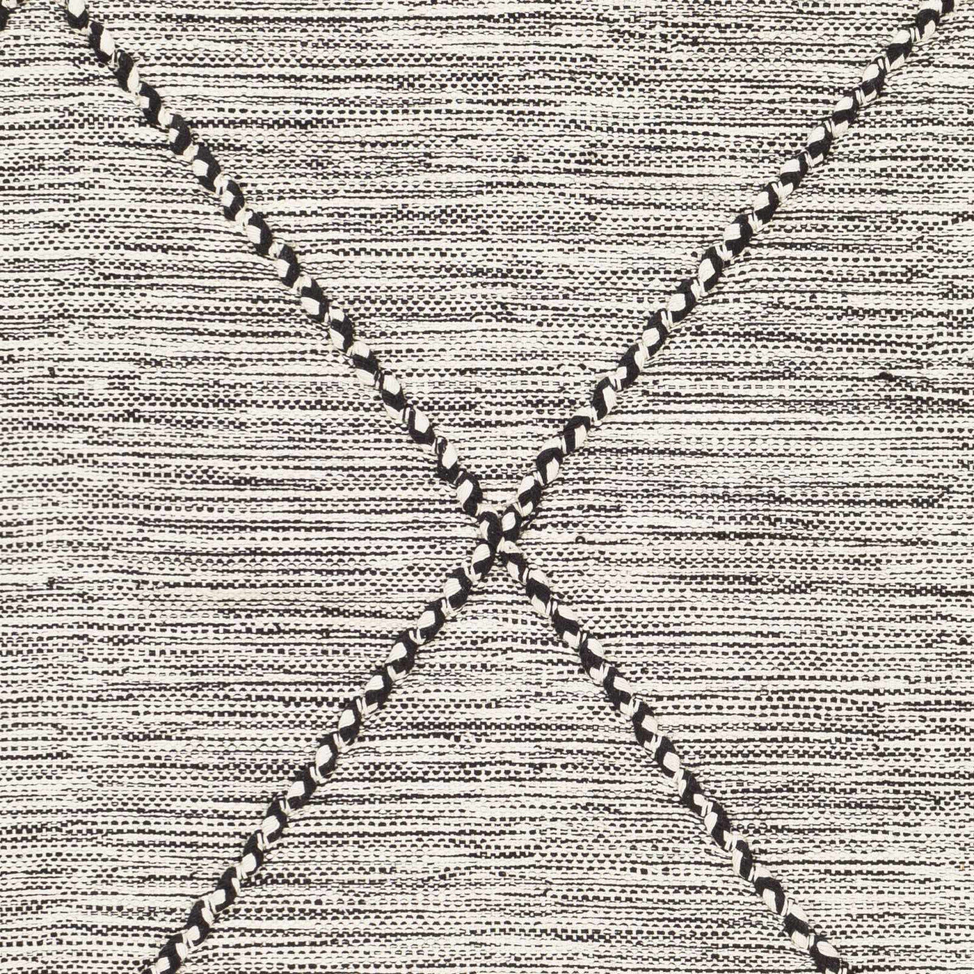 Neal Black/Cream Trellis Cotton Rug with Tassels - Clearance by Boutique Rugs