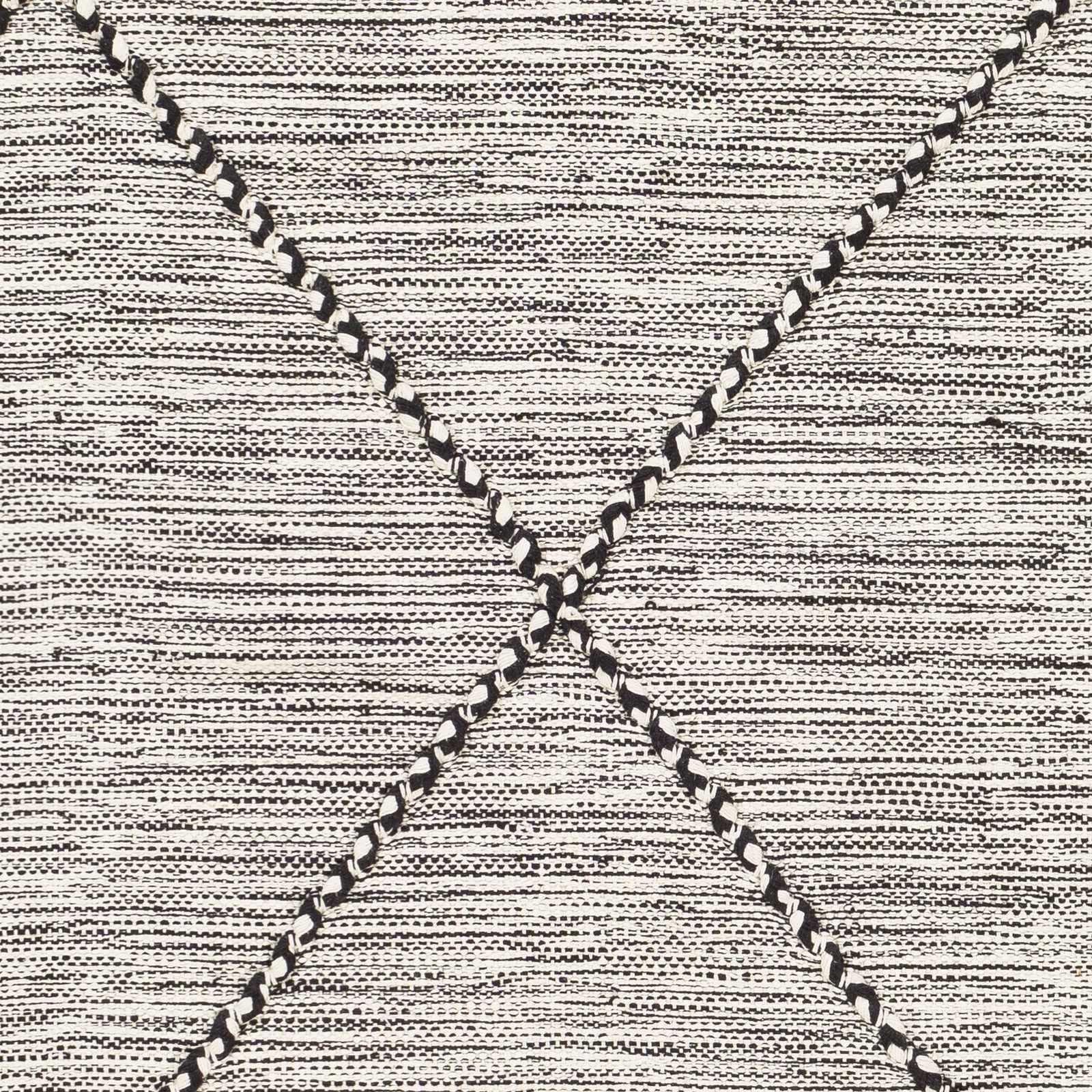 Neal Black/Cream Trellis Cotton Rug with Tassels - Clearance by Boutique Rugs