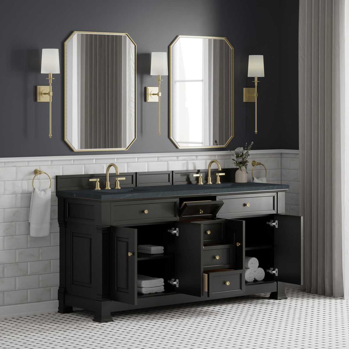 James Martin Brookfield 72" Double Bathroom Vanity, Black Onyx, view 37