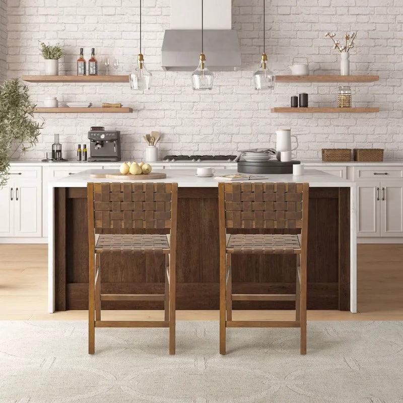 Nebuluxe Faux Leather Woven Counter Stool by HouseOfZazla