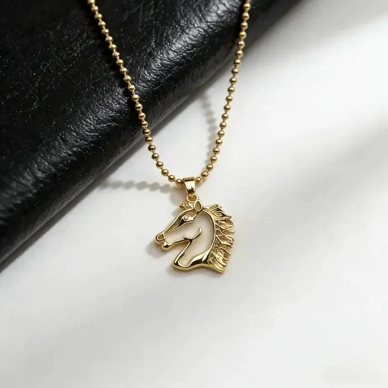 Necklace - Golden Copper Horse Pendant by House Of Avana