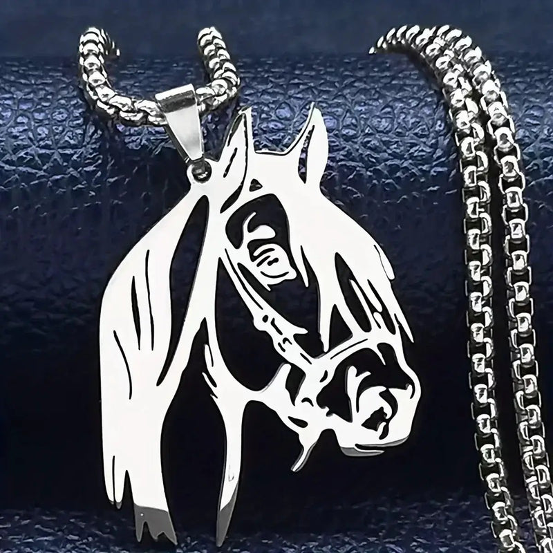 Necklace - Horse Head Stainless Steel by House Of Avana