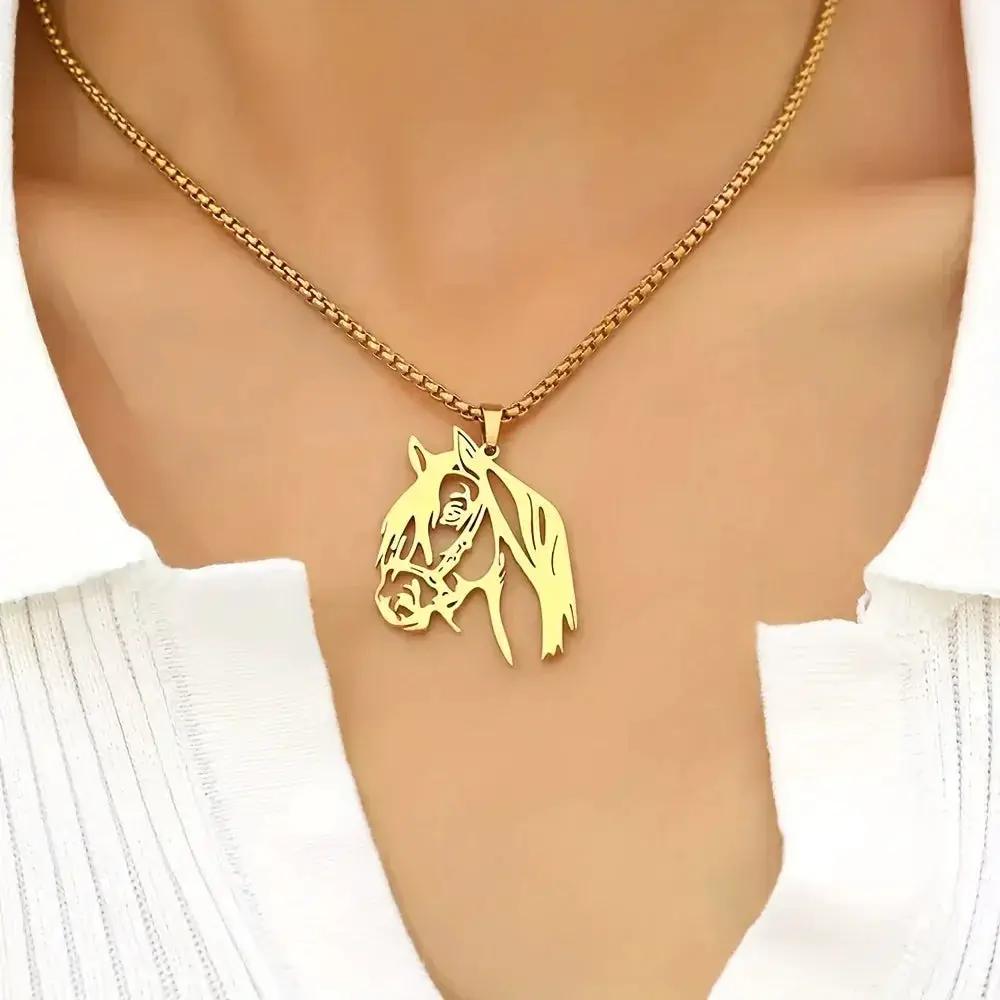 Necklace - Horse Head Stainless Steel by House Of Avana