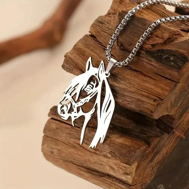Necklace - Horse Head Stainless Steel by House Of Avana