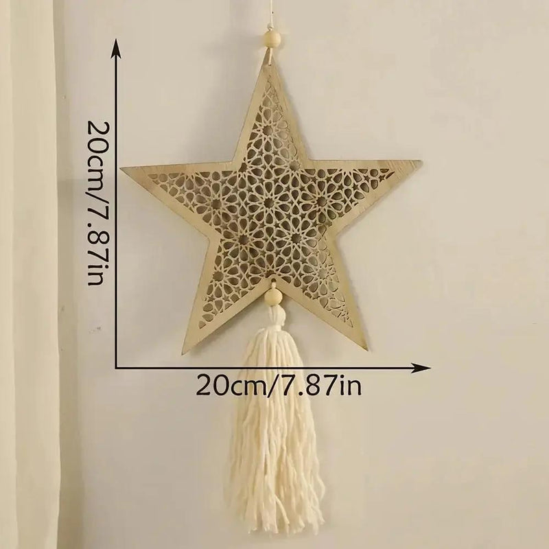 Necklace - Islamic Wooden Crescent Star Pendant by House Of Avana