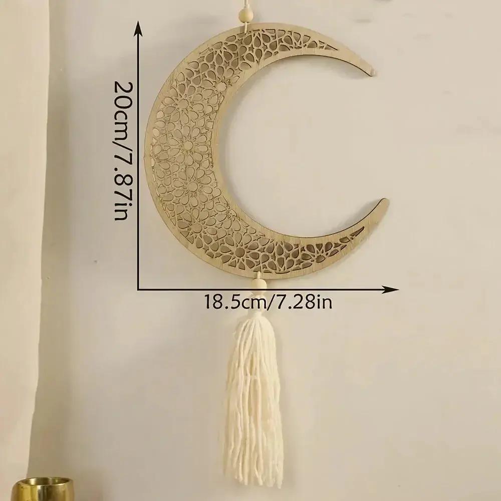 Necklace - Islamic Wooden Crescent Star Pendant by House Of Avana