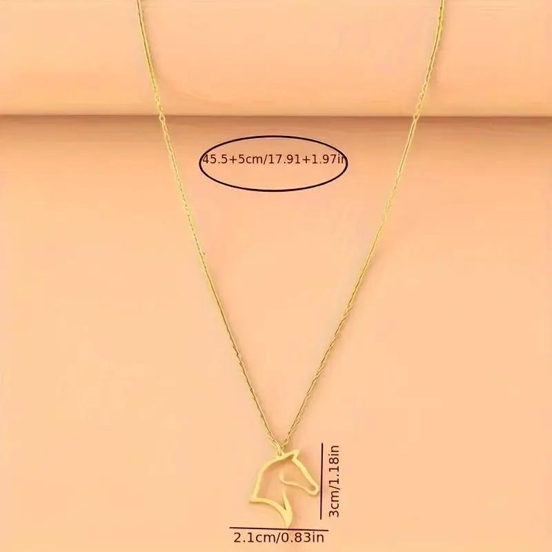 Necklace - Minimalist Metal Horse Head Pendant by House Of Avana