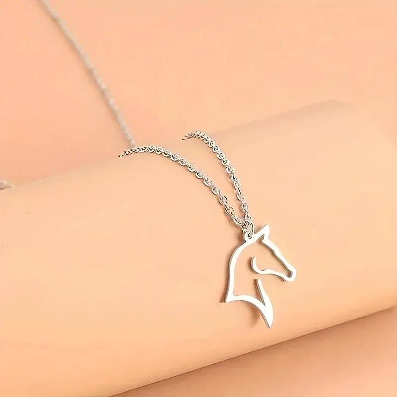 Necklace - Minimalist Metal Horse Head Pendant by House Of Avana
